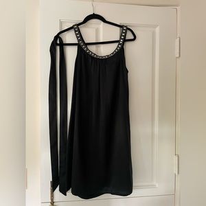 Sanctuary satiny black dress with rhinestone detail, size large
